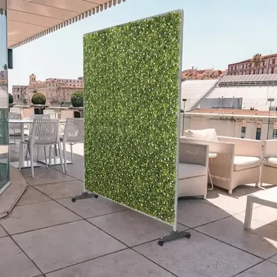 Artificial Plant Hedge Room Divider with Wheels Movable Privacy Fence Panel Decoration Indoor