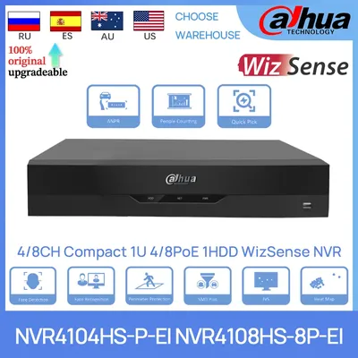 Dahua Original NVR4104HS-P-EI NVR4108HS-8P-EI 4/8CH Compact 1U 4/8PoE 1HDD WizSense AI Network Video