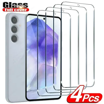 4Pcs Tempered Glass For Samsung Galaxy A55 A54 A53 A52 5G A34 A15 A51 A71 A34 A14 A24 A33 A70 A73