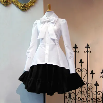 Retro Party Palace Dress Medieval Vintage Lapel Neck Court Style Lolita Dress Bow Tie Waist