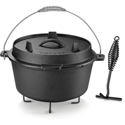 Camping Dutch Oven, Pre-Seasoned Cast Iron Camp Dutch Oven Pot with Lid, for Use in the Oven, on the