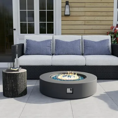 42-inch Outdoor Propane Gas Fire Pit Table,for Outside Patio with Blue Fires Glass, Rain Cover,