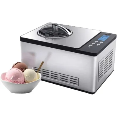 Ice Cream Maker Machine Yogurt Automatic 2 Qt. with Built-in Compressor, Digital Display & Timer,