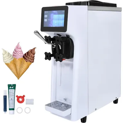 Cream Maker, 10-20L/H Yield, 1000W Countertop Soft Serve Machine with 4.5L Hopper 1.6L Cylinder