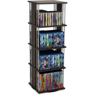 Cd Racks Space-Saving 360-Degree Rotation Engineered Wood Organize & Protect Prized Media &