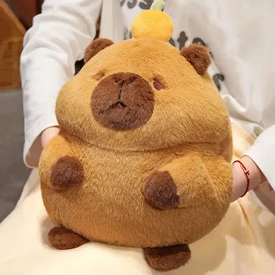 Capybara Stuffed Doll Animal Fatty Capibara Capybara Plushie Doll Toys With Orange Hat Cute Stuffed