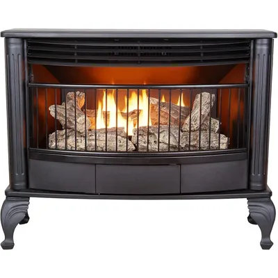 Ventless 25,000 BTU Space Saving Free Standing Dual Fuel Fireplace with Built In Thermostat Control