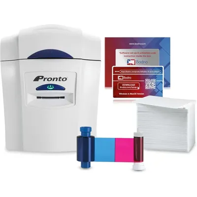 Tools.Magicard Pronto ID Card Printer & Complete Supplies Package with Bodno Software - Bronze