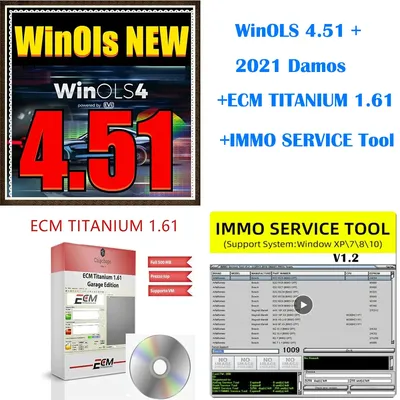 Newest WinOLS 4.51 With Plugins Vmwar +2021 Damos +ECM TITANIUM+ IMMO SERVICE Tool+ ECU Remapping