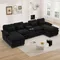 U Shape Sectional Sofa Cloud Couch,124" Chenille Comfy Couches for Living Room, Modern Upholstered