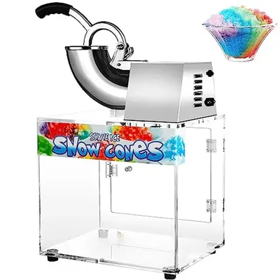 Commercial Electric Snow Cone Machine 48L 500LB/H Ice Shaver Kit Party Activities Fast Ice Crushing