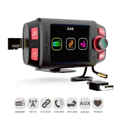 Car DAB+/DAB Radio Adapter Car FM Transmitter With 2.4 Inch Display And Bluetooth Car Mount MP3