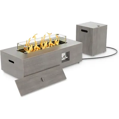 Outdoor Fire Pit Table Propane Gas Fire pits Outdoor Fireplaces 42″Rectangular Firepit Table,50,000