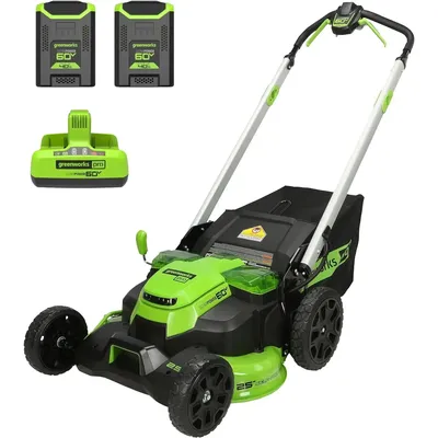 60V 25” Cordless (Self-Propelled) Lawn Mower (LED Lights + Aluminum Handles), Dual Port Rapid