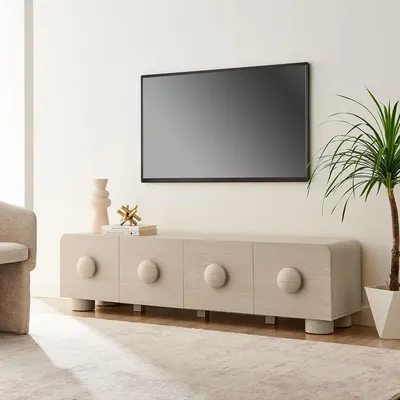 Sonnet 69" Retro Modern Low TV Stand in Ash