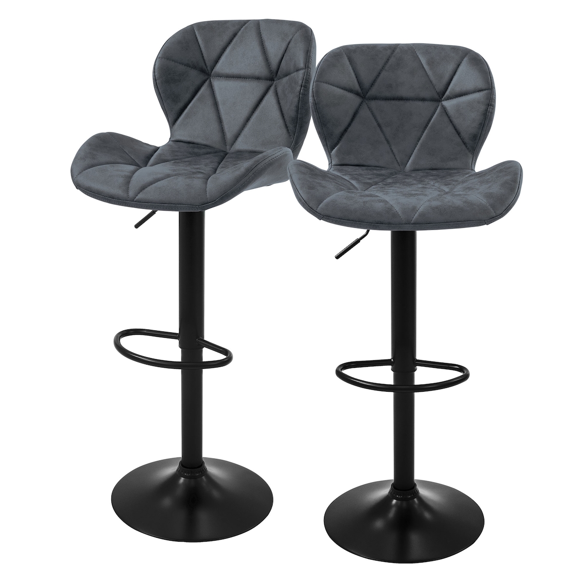 ML-Design Barhocker 2er Set Anthrazit Kunstlederbezug mit Rückenlehne und Fußstütze höhenverstellbar 59-79cm Image