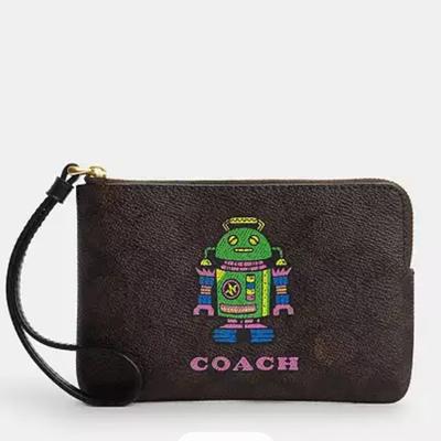 Coach Bags | Coach Cosmic Coach Corner Zip Wristlet In Signature Canvas With Robot Print Nwt | Color: Red | Size: Os