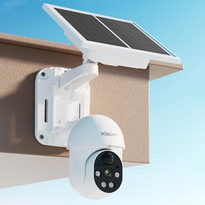 TEMU Xiaovv P6 1080p Wifi Wireless Outdoor Solar Security Camera 360 Degree Ptz Battery Powered Home Surveillance Camera With Motion Detection, Color Night , Audio