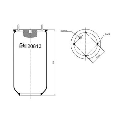 FEBI BILSTEIN Federbalg, Luftfederung Universal ohne Kolben für IVECO 000175005 0000175005 20813 Image