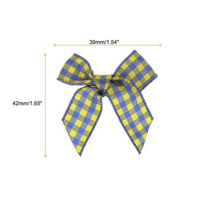 50Pcs Mini Gingham Ribbon Bow 1.5