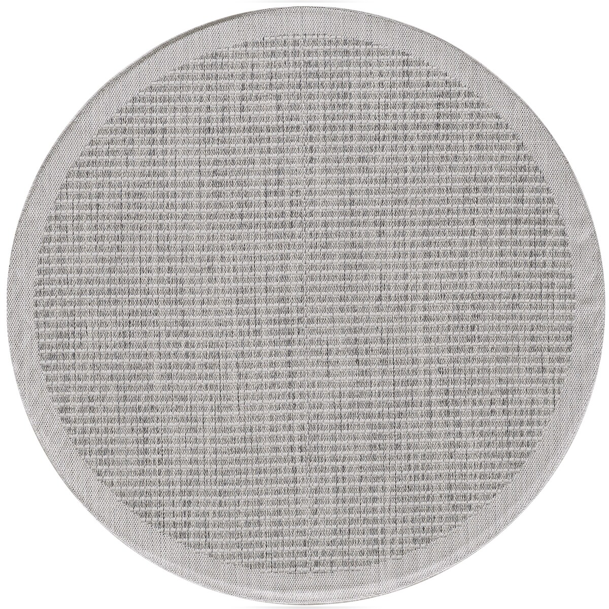 Carpetsale24 In- & Outdoor Teppich Wetterfest 120 cm Rund Einfarbig Grau - Wasserfest,Flachgewebe, für Balkon, Garten, Terrasse und als Küchenteppich Image