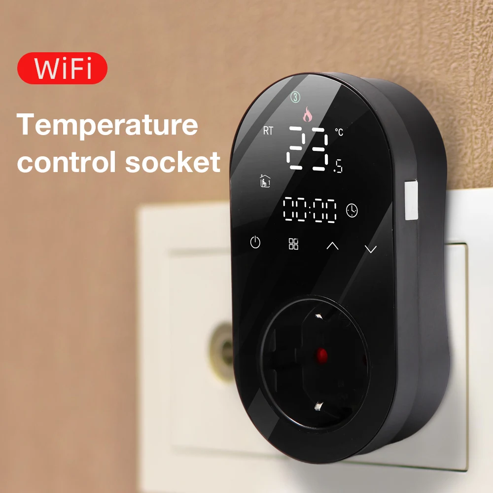 Tuya WIFI Thermostat Steckdose Digital Display Smart Thermostat Touchscreen Hause EU Temperatur Regulierung Für Google Home Alexa Image