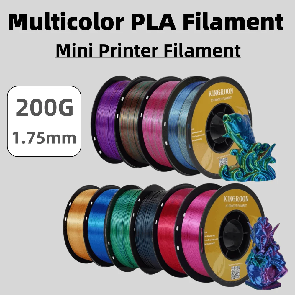 Zweifarbiges PLA-Filament, mehrfarbiges PLA-Filament, 200 g/Rolle, 1,75 mm, 3D-Drucker-Filament, kein Verknoten, blasenfrei, für FDM-3D-Drucker Image