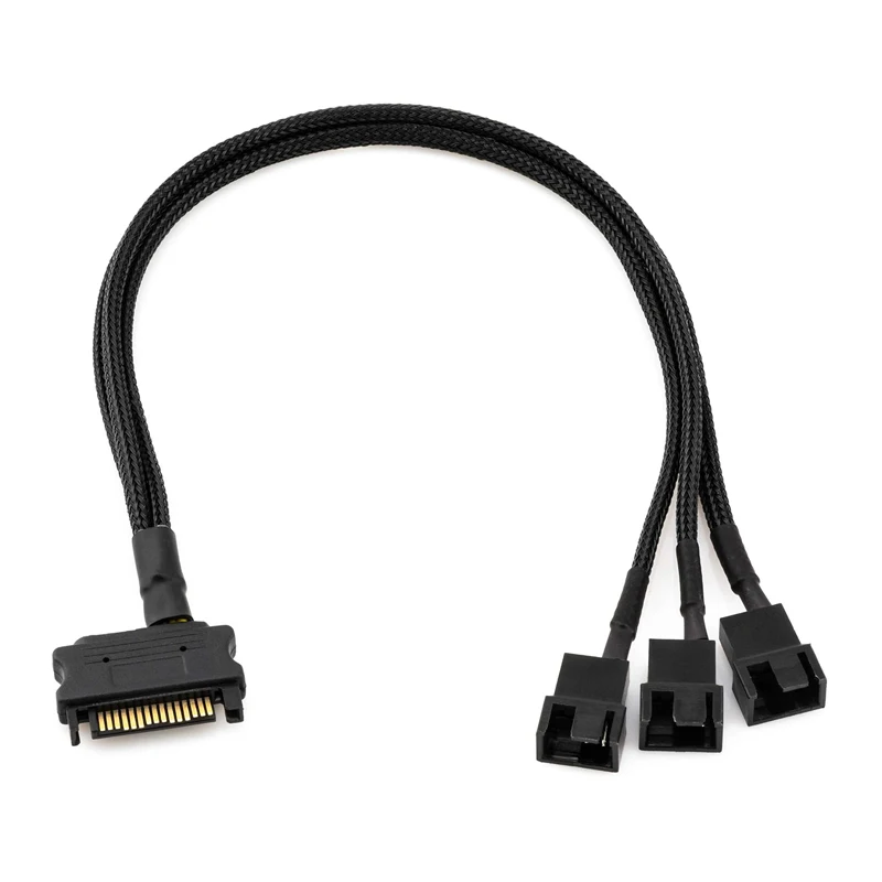 SATA auf 3-poliger/4-poliger Lüfteradapter, 15-poliger SATA auf 12 V PC-Gehäuselüfter, Splitter, Verlängerungskabel-Adapter Image