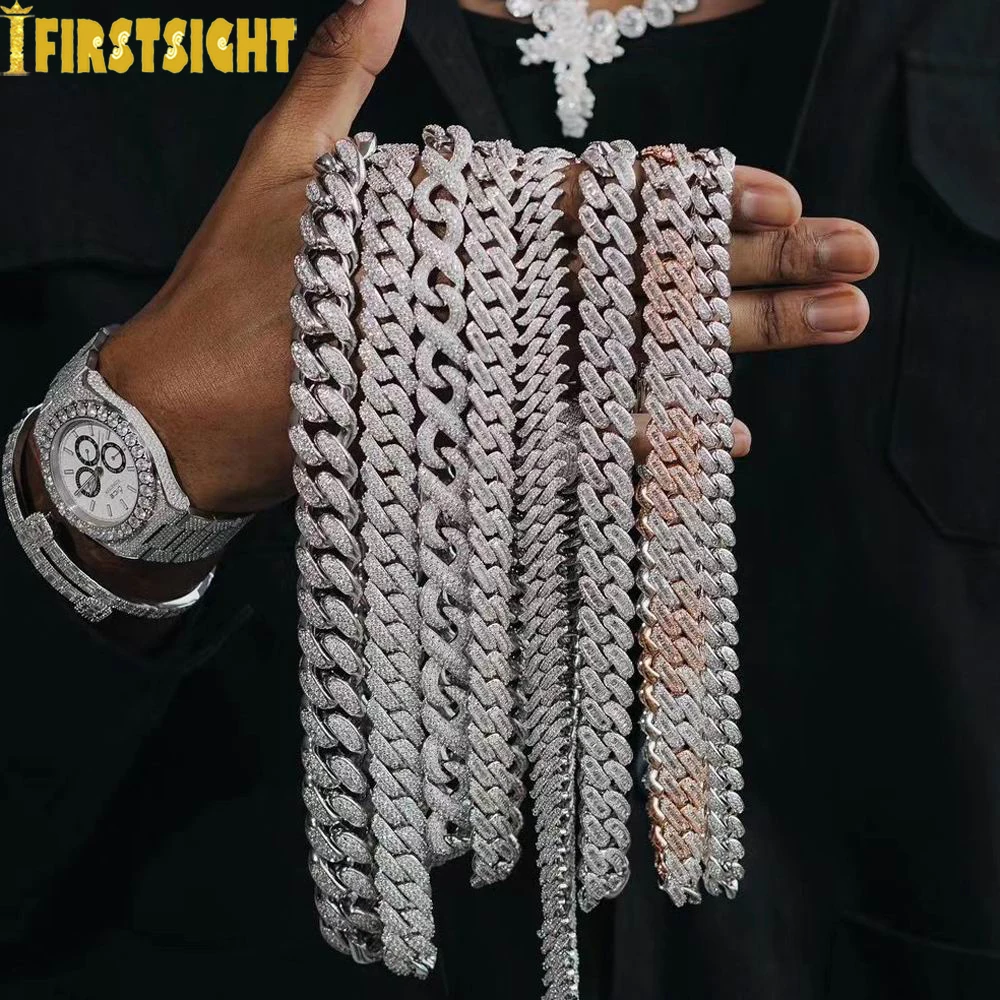 Iced Out Bling Miami collana a catena cubana oro argento colore CZ Cubic Zirconia Link uomo donna gioielli Hip Hop