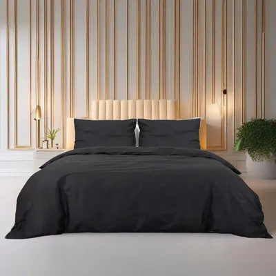 Lightweight Microfiber Duvet Cover Set 200x200 cm in Black - Soft & Comfortable Bedding