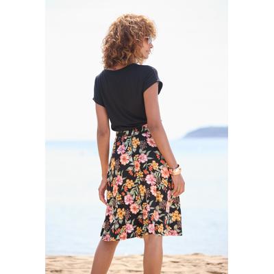 Jerseykleid BUFFALO, Damen, Gr. 34, N-Gr, bunt (schwarz, bunt bedruckt), Jersey, Obermaterial: 100% Viskose, bedruckt, unifarben, modisch, figurumspielend knieumspielend, Rundhals, Kurzarm Aufschlag, Kleider, mit Seitennahttaschen Image