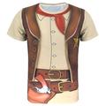 Per uomo Cowboy Tuxedo maglietta Manica corta maglietta Stampa 3D Girocollo Camicia Esagerato Originale Feste Per eventi Serata Marrone Estate Primavera Abbigliamento S M L XL XXL XXXL