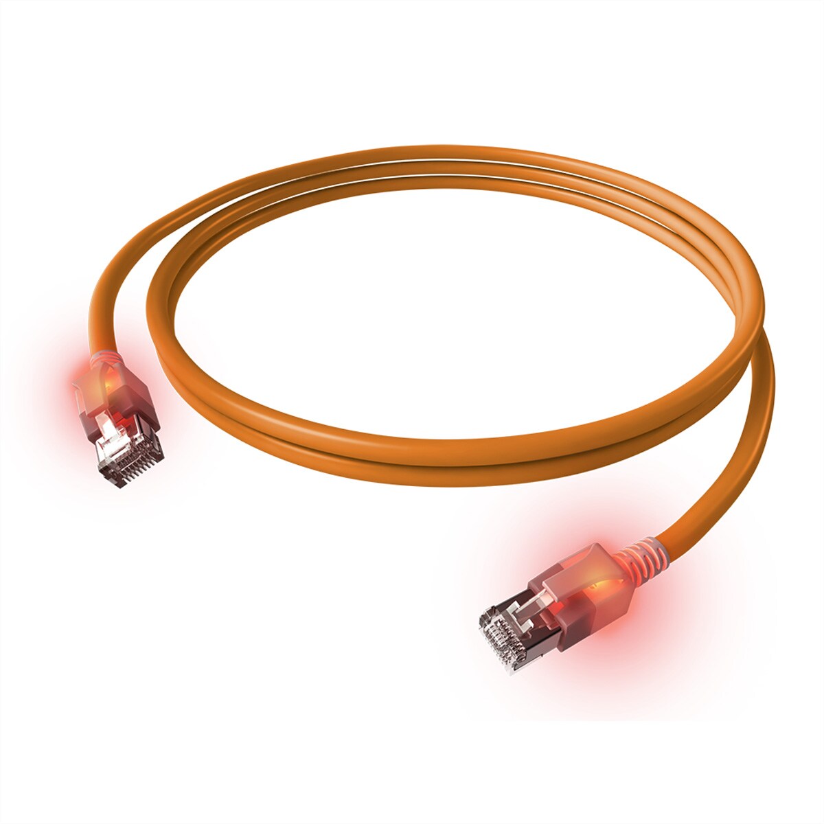 EasyLan DualBoot LED Patchkabel RJ45 S/FTP Cat.6A (Class EA), mit saCon Stecker, LSOH, orange, 5 m Image