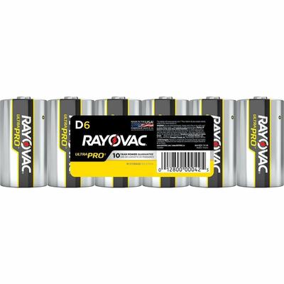 Rayovac Ultra Pro Alkaline D Batteries, 6/Pack (RAYALD6) Pack of 6 Rayovac® Batteries & Battery Chargers