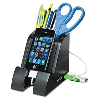 Victor Smart Charge Pencil Cup with USB Charging Hub, Black (VCTPH600) Each Victor® Workstation Mobile Device Mounts & Stands