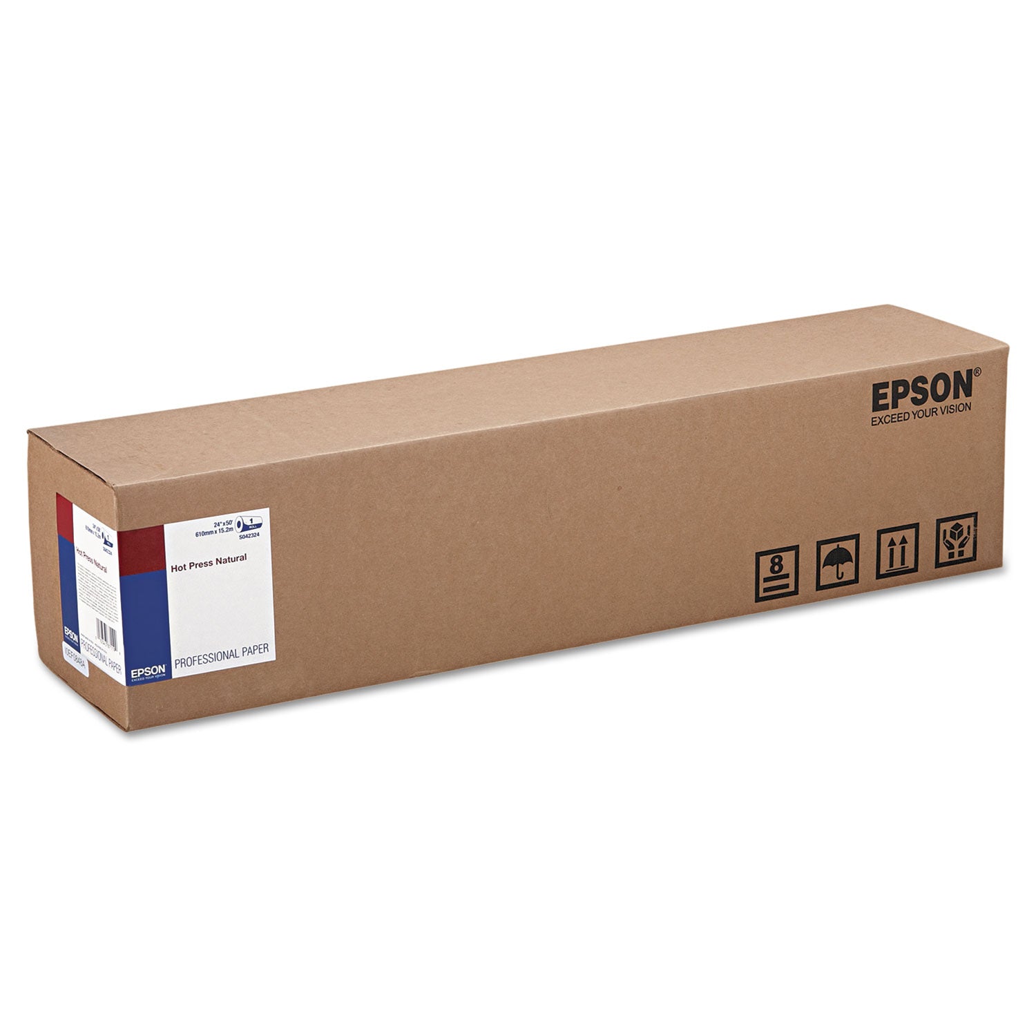 Epson Hot Press Natural Fine Art Paper Roll, 16 mil, 24" x 50 ft, Smooth Matte Natural (EPSS042324) Each Epson® Photo Paper