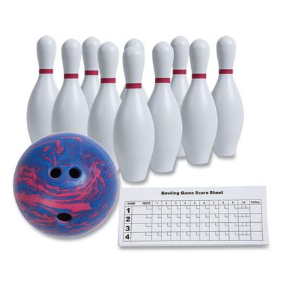 Champion Sports Bowling Set, Plastic/Rubber, White, 10 Bowling Pins, 1 Bowling Ball (CSIBPSET) 1 Set Bowling Kit