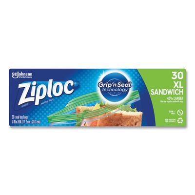 Ziploc Sandwich Seal Top Bags, 8" x 7", Clear, 30/Box (SJN315880) Box of 30 Ziploc® Food & Utility Bags