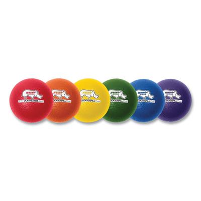 Champion Sports Rhino Skin Dodge Ball Set, 6" Diameter, Assorted Colors, 6/Set (CSIRXD6SET) Set of 6 Playground Ball