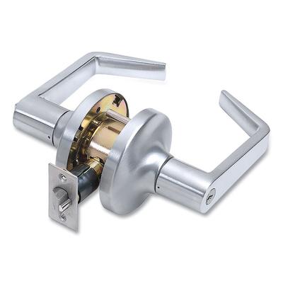 Tell Heavy Duty Commercial Entry Lever Lockset, Satin Chrome Finish (PFQCL100150) Each Tell® Doorstops