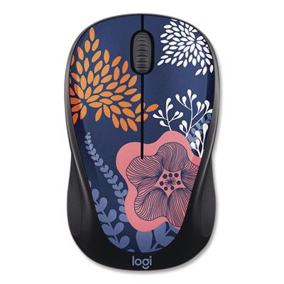 Logitech M317 Design Collection Limited Edition Wireless Ambidextrous Optical Mouse, 2.4 GHz Frequency/33 ft Range, Forest Floral (LOG910006552) Each