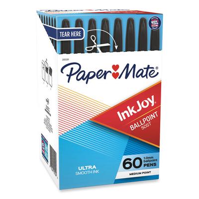 Paper Mate InkJoy 50ST Ballpoint Pen, Stick, Medium 1 mm, Black Ink, Clear Barrel, 60/Pack (PAP2013311) Pack of 60 Papermate® Pens
