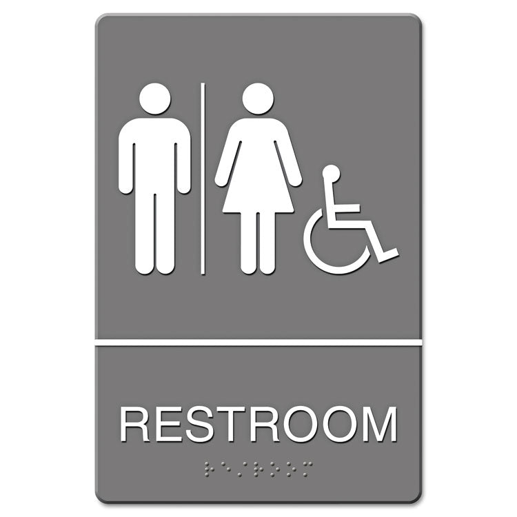 Headline Sign ADA Sign, Restroom/Wheelchair Accessible Tactile Symbol, Molded Plastic, 6 x 9 (USS4811) Each Headline® Sign Signs & Sign Holders