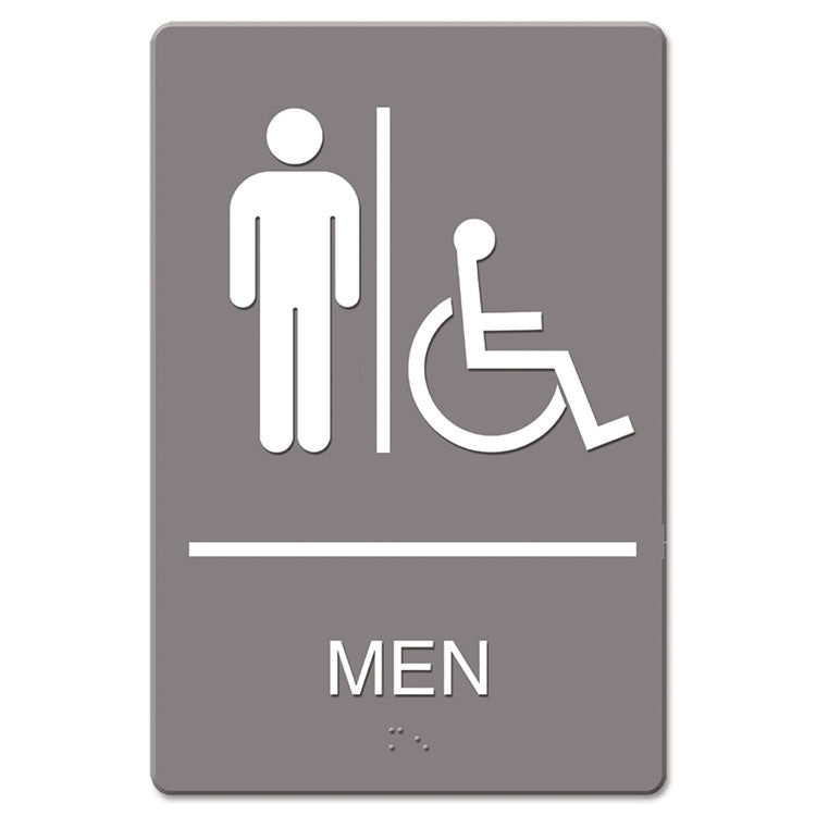 Headline Sign ADA Sign, Men Restroom Wheelchair Accessible Symbol, Molded Plastic, 6 x 9, Gray (USS4815) Each Headline® Sign Signs & Sign Holders