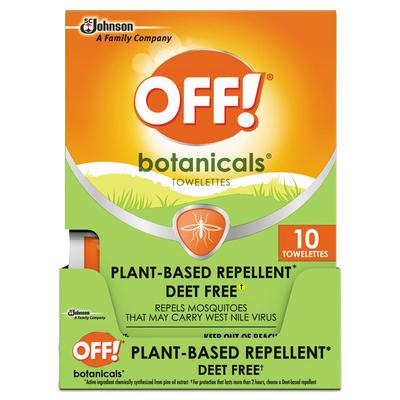 OFF! Botanicals Insect Repellant, Box, 10 Wipes/Pack, 8 Packs/Carton (SJN694974) Case of 8 OFF!® Insect Repellents