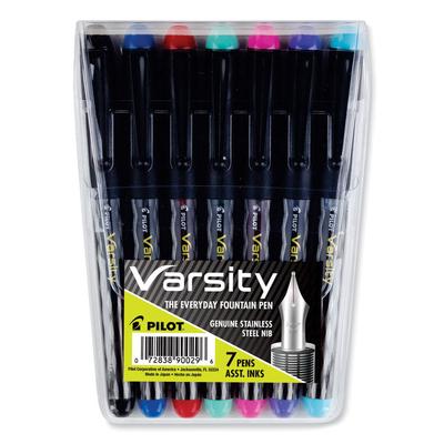 Pilot Varsity Fountain Pen, Medium 1 mm, Assorted Ink and Barrel Colors, 7/Pack (PIL90029) Pack of 7 Pilot® Calligraphy & Illustrator Pens