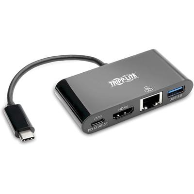 Tripp Lite by Eaton Multiport Adapter, Usb-C, 1-3/5"Wx3-1/5"Lx3/5"H, Black (TRPU44406NH4GUB) Each Docking Station
