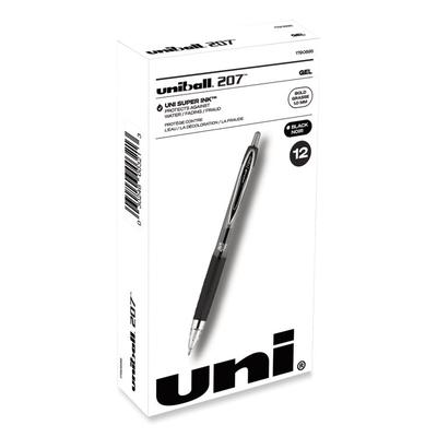 uniball Signo 207 Gel Pen, Retractable, Bold 1 mm, Black Ink, Smoke/Black Barrel, Dozen (UBC1790895) 1 Dozen uniball® Pens