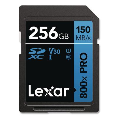 Lexar High-Performance PRO BLUE Series SDXC Memory Card, UHS-I V30 U1 Class 10, 256 GB (LXRLSD800P256GB) Each Lexar™ Memory Cards