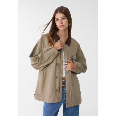 Stradivarius Contrast multi-pocket jacket Khaki S